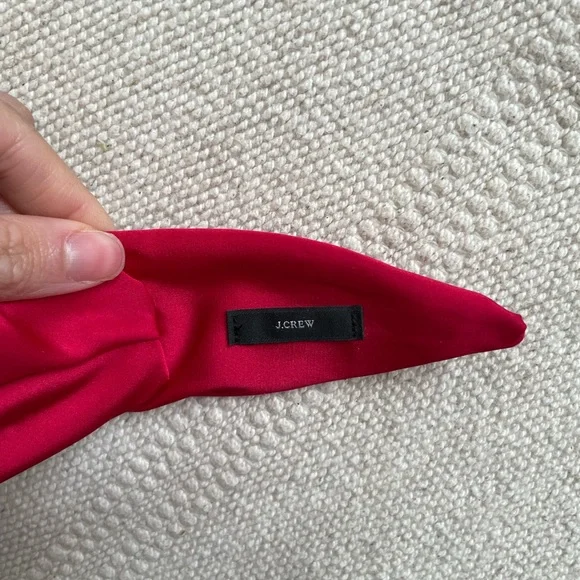 J.Crew Red Satin Knotted Headband Preppy Blair Waldorf Carolyn Bessette - Picture 3 of 4